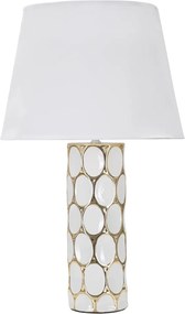 Lampada da tavolo bianca/dorata in ceramica con paralume in tessuto (altezza totale 56 cm) Glam Carv – Mauro Ferretti