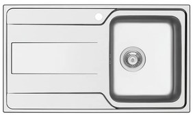 Lavello integrato 1 vasca in inox argento DELINIA Basalt L 50 x L 86 cm