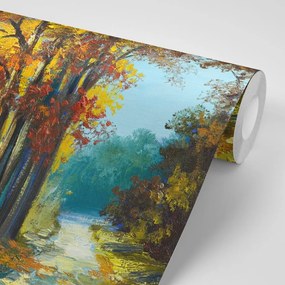Carta da parati – Alberi dipinti nei colori dell'autunno