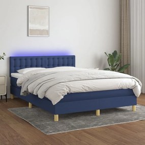 Letto A Molle Con Materasso E Led Blu 140x200 Cm İn Tessuto /