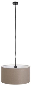 Lampada a sospensione nera paralume marrone 50 cm - COMBI 1