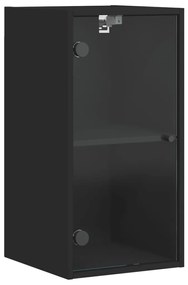 Mobile a muro con ante in vetro nero 35x37x68,5 cm