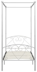 Letto a baldacchino bianco in metallo 120x200 cm