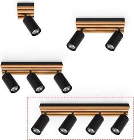 Brilagi - Faretto SELE WOOD 4xGU10/30W/230V nero/legno