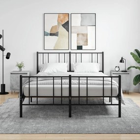 Comodini 2 Pz Grigio Cemento 40x30x50 Cm İn Legno Multistrato /