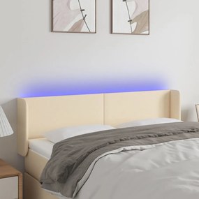 Testiera A Led Crema 147x16x78/88 Cm İn Tessuto /