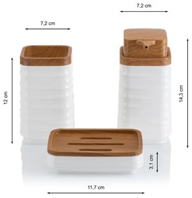 Set da bagno WAVE 5 pz bianco/marrone