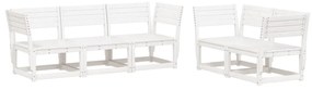 Set salotto da giardino 5 pz bianco in legno massello di pino