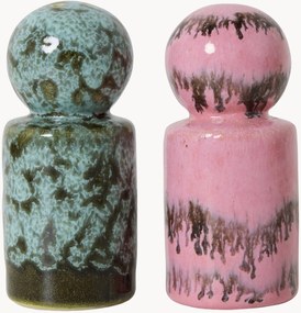 Set saliera e pepiera fatte a mano con smalto reattivo 70's 2 pz