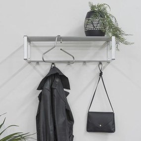 Attaccapanni da parete argentato in metallo con scaffale 70 cm Rex – Spinder Design