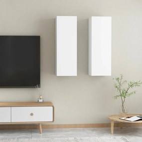 Mobili Porta Tv 2pz Bianchi 30,5x30x90 Cm İn Legno Multistrato /