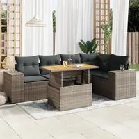 Set Divano da Giardino 6 pz con Cuscini Grigio in Polyrattan 3327378