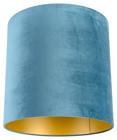 Paralume in velluto blu 40/40/40 con interno dorato