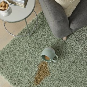 Tappeto verde lavabile in fibre riciclate 200x290 cm Fluffy - Flair Rugs