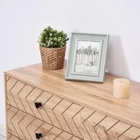 Com 6 Cassetti in Legno Stile Vintage 120x39,5x71 cm Natural Wood