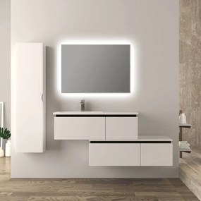 Mobile bagno sfalsato 140 cm sospeso bianco lucido Mod. Slide