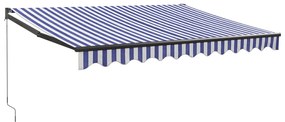 Tenda Sole Retrattile Blu e Bianca 3x2,5 m Tessuto e Alluminio