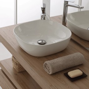 Lavabo D'Appoggio 42,5x42,5 Cm Bianco Lucido