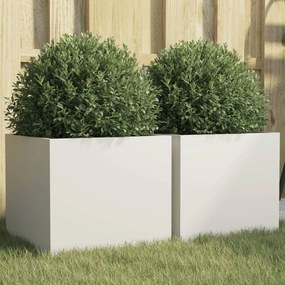 Fioriere 2 Pz Bianche 32x30x29 Cm İn Acciaio /