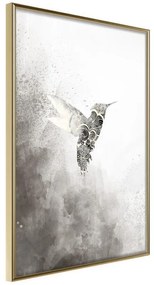 Poster  Hummingbird in Shades of Grey  Cornice Quadri Cornice d'oro, Larghezza x Altezza Home decor 40x60