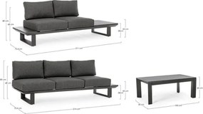 Salotto Angolare Da Esterno In Alluminio Con Cuscini E Tavolino Konnor Antracite Bizzotto