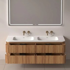 Mobile bagno 140 cannettato con lavabo solid stone | KAM-NORTH-140 - KAMALU