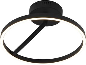 Plafoniera di design nera con LED dimmerabile a 3 livelli - Anello