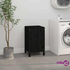vidaXL Contenitore per Bucato Nero 44x44x76 cm Legno Massello Pino