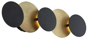 Lampada da parete moderna nera con oro incl. LED dimmerabile a 3 livelli 5 luci - Sunrise 3