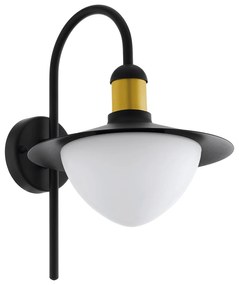 Applique Esterno Contemporanea Sirmione Metallo Nero Vetro Bianco 1 Luce E27