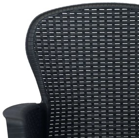 Set pranzo da giardino 5 pz in plastica antracite stile rattan