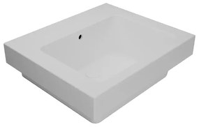 Lavabo da incasso con bordo a vista rettangolare vasca centrale Alaqua L 60 x H 25 x P 21 cm in ceramica bianco matt