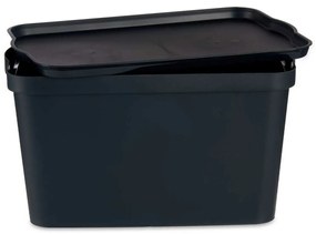 Scatola portaoggetti con coperchio Antracite Plastica 24 L 29,3 x 24,5 x 45 cm (6 Unità)