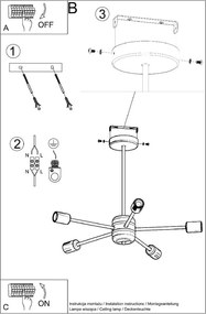 Plafoniera nera 66x66 cm Benedett – Sollux
