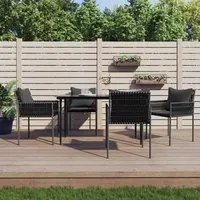 Sedie da Giardino con Cuscini 4pz Nere 54x61x83cm in Polyrattancod mxl 118234