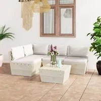 Set Divani da Giardino su Pallet 5 pz con Cuscini Legno Abete cod mxl 52370