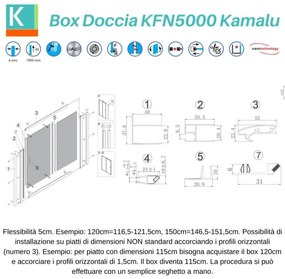 Kamalu - Box doccia nicchia 130cm con telaio colore nero KFN5000