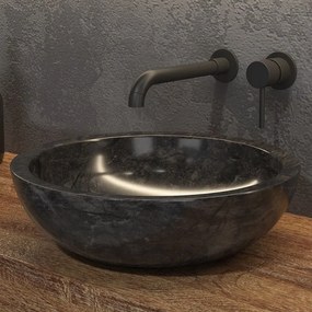 Kamalu - lavabo bango in marmo nero 40cm  litos-en40
