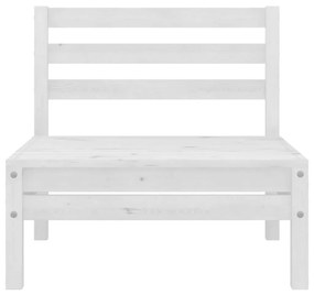 Set Divani da Giardino 7 pz Bianco in Legno Massello di Pino