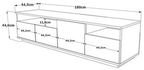 Mobile TV Da Terra 180 Cm Con Ante Frontali Antracite E Legno Nemus