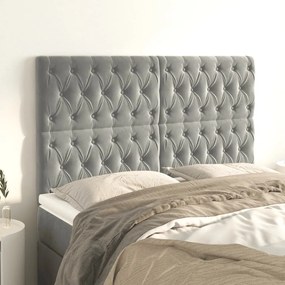 Testiere 4 Pz Grigio Chiaro 72x7x78/88 Cm İn Velluto /