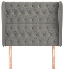 Testiera ad orecchio grigio chiaro 93x23x118/128 cm in velluto