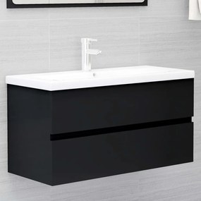 Mobile Lavabo Nero 90x38,5x45 Cm İn Legno Multistrato /