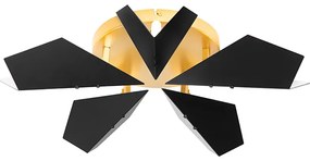 Plafoniera di design nera con oro 5 luci - Sinem