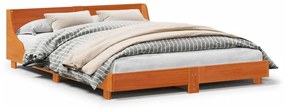 Letto Senza Materasso Marrone Cera 150x200 Cm İn Legno Di Pino /