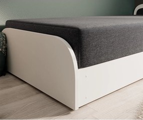 Letto singolo imbottito/in truciolato bianco/grigio scuro con contenitore e materasso inclusi 80x190 cm Parys – ELTAP