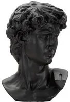 Scultura a forma di testa di uomo in resina nera cm 44x35,5x60