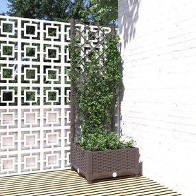 Fioriera Da Giardino Con Graticcio Marrone 40x40x121,5 Cm İn Pp /