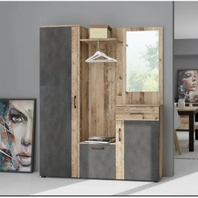 Mobile per ingresso con specchio NOLAN, marrone/grafite