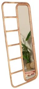 Specchio da terra rettangolare in bambù con appendiabiti - Sklum